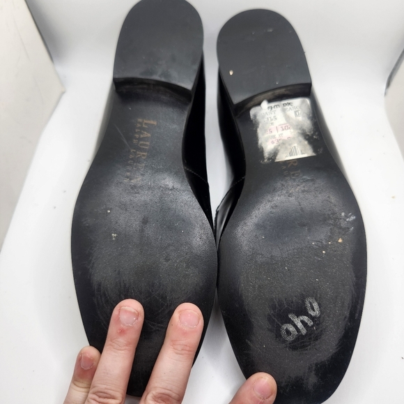Lauren Ralph Lauren Shoes Womens Sz 8 Black Leather Loafers Flats Slip On Career - Picture 9 of 11
